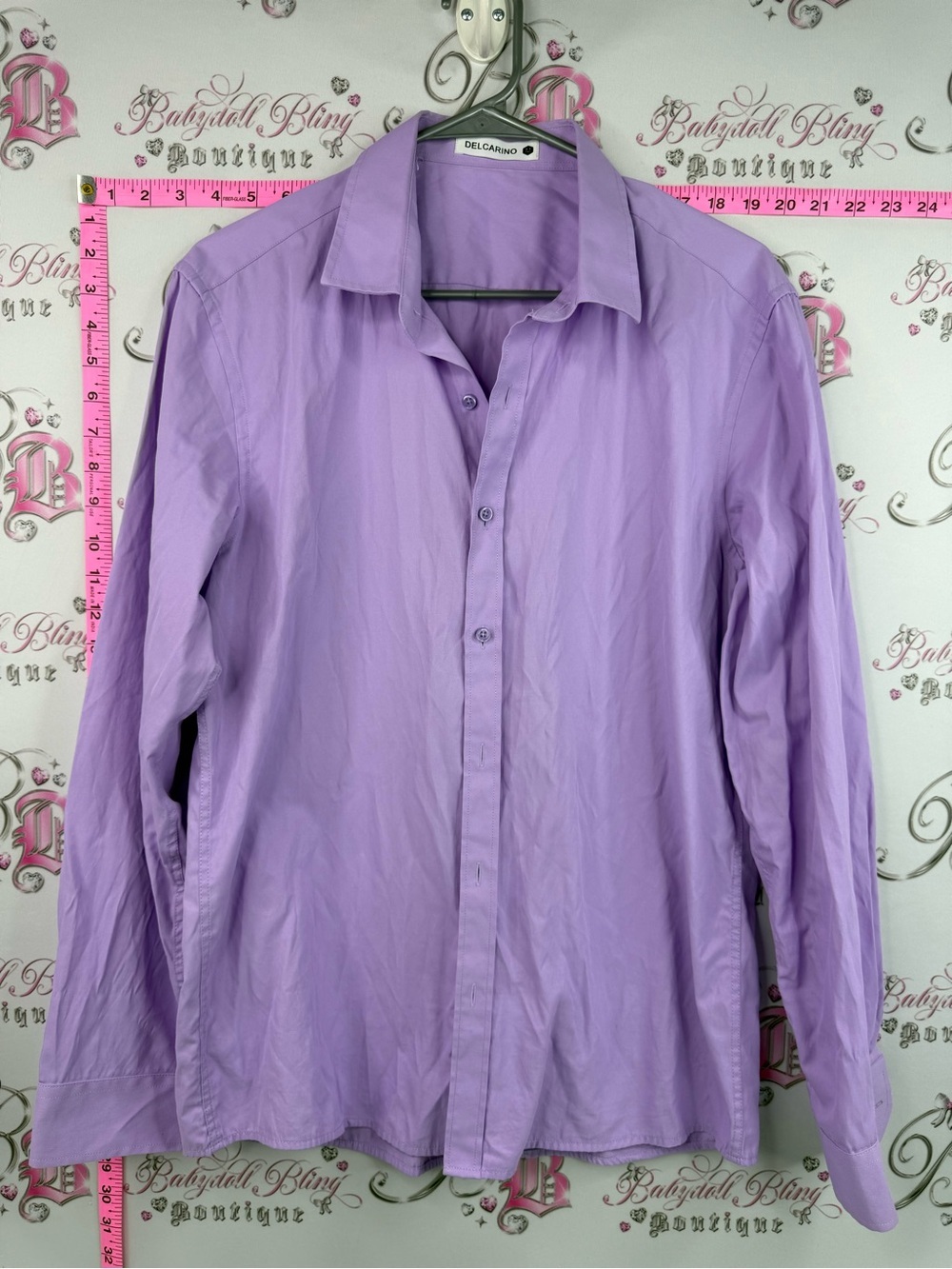 Delcarino long sleeve shirt collar purple Lavender Button-Up Shirt